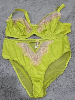 Gabi Fresh X Playful Promises Satin Bra 42D & High-Waist Brief Size 14 Set
